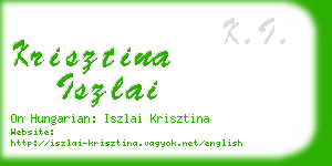 krisztina iszlai business card